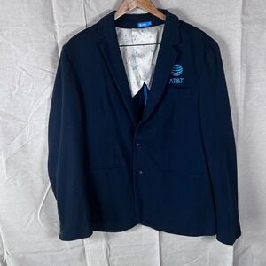 AT&T ATT Blazer Jacket Men's L Navy Blue Embroidered Logo Employee Workwear